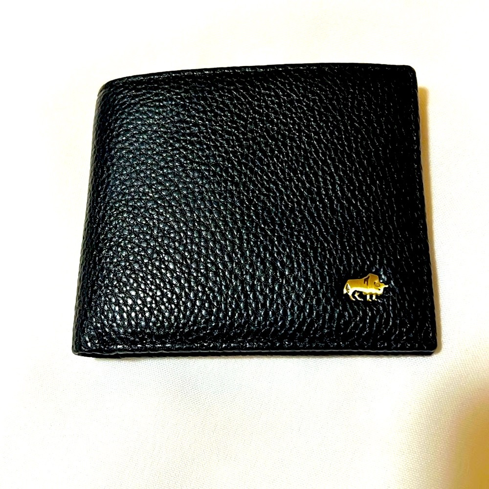 Bison Denim Black Leather Wallet NWOT